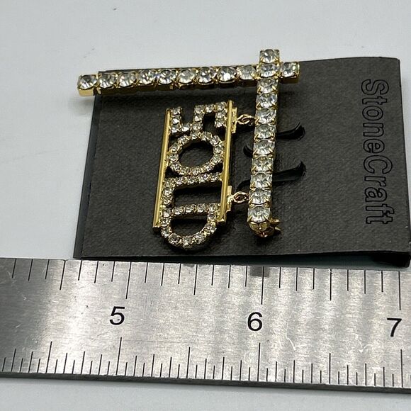 Realtor "SOLD" Dangling Shingle Rhinestone Professional Pin - 1 1/2 Inches - Picture 6 of 6